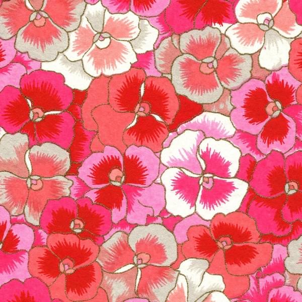 Decorative paper with pink pansies printed on it