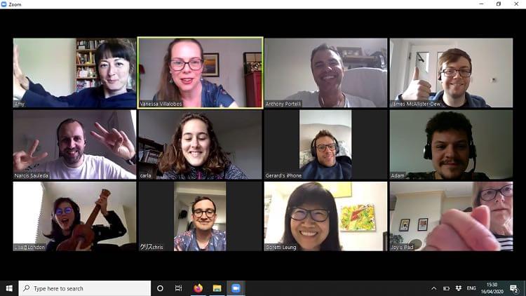 A screenshot of a group of students during a Zoom chat