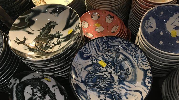 A selection of different Japanese style plates and dishes