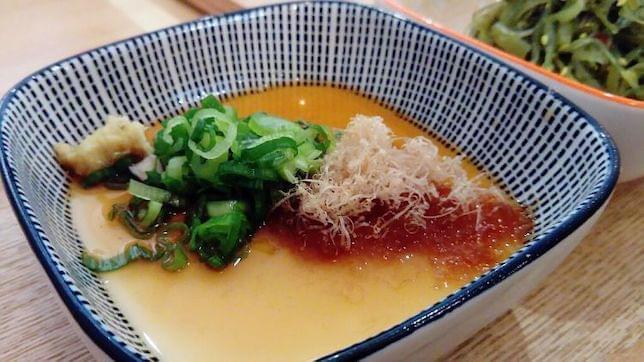 A tofu dessert in a bowl