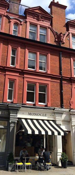 The exterior view of Monocle cafe, London