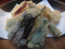 A dish of Japanese tempura on a plate.