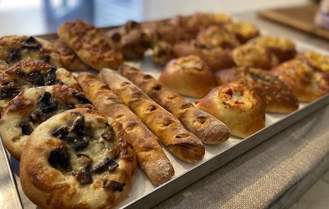 Some savoury rolls and pastries on display